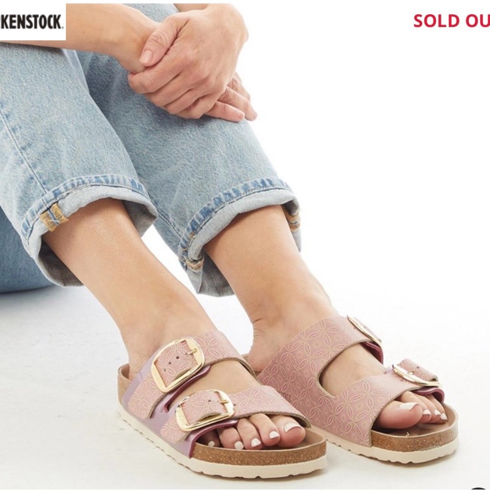Birkenstock Arizona Big Buckle Leather Sandals Ceramic Rose Sz 40